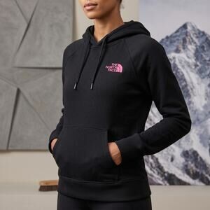 The North Face Women’s Hoodie Black Pink Graphic Circular Design Gorpcore Size S